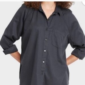 nwt UNIVERSAL THREADS gray shirt M long sleeve button down oxford Medium new